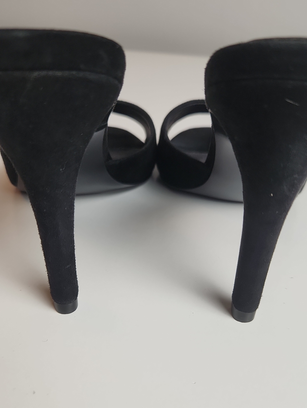 Steve Madden Erin Signal Black Suede Opem Toe Slip On Mules Heels 8.5 Like New - Picture 6 of 6